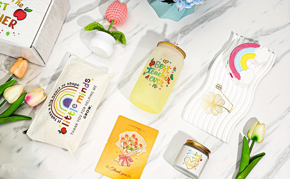 Teacher Appreciation Gifts, Teacher Gifts for Women, Thank You Gifts for Teacher, Best Teacher Gifts from Student, End of Year Teacher Gifts, Color-Changing Cup, Candle, Thank You Card