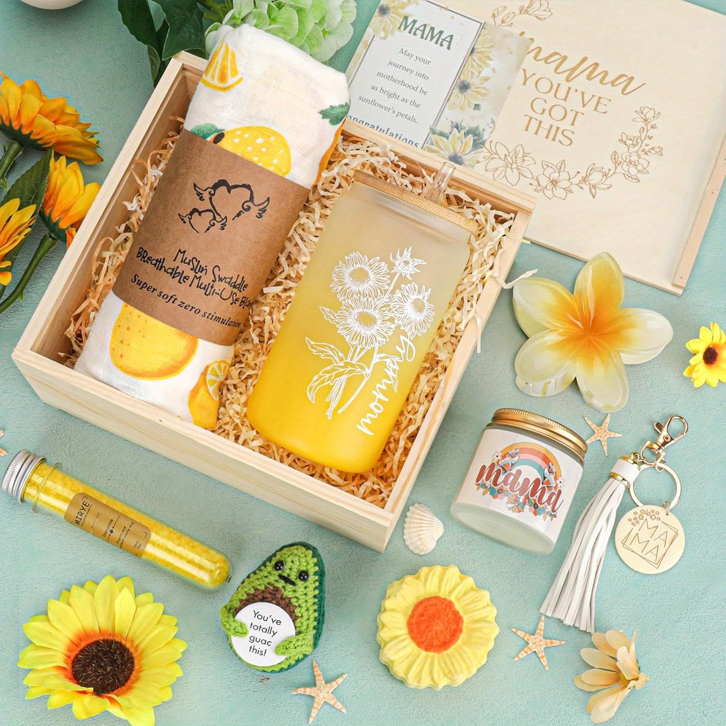 New Mom Gifts, Pregnancy Gifts, New Mummy Care Package, Mom to Be Inspire Gift, Self-Care Spa Gift Set 12oz Glass Cup for New Mama