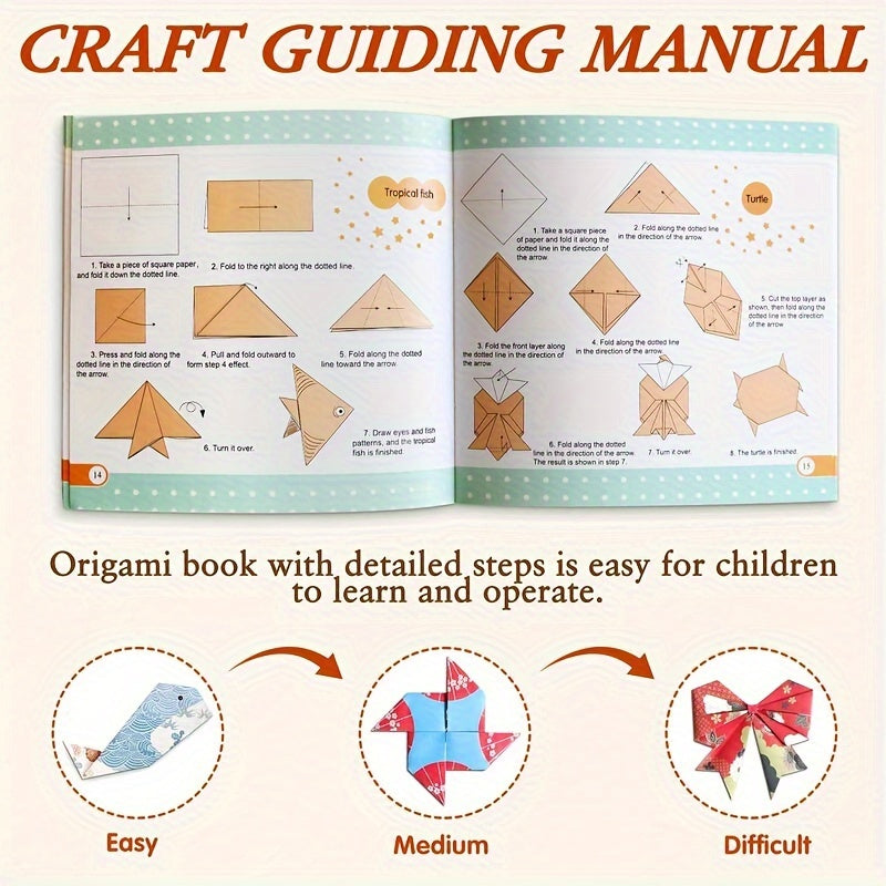 pigipigi Craft Origami Paper for Kids - 360 Sheets Colorful Folding Paper 60 Japanese Patterns 6 Inch Easy Origami Book Beginner Art Project Kit for 4 5 6 Years Old Girl Boy Birthday Gift