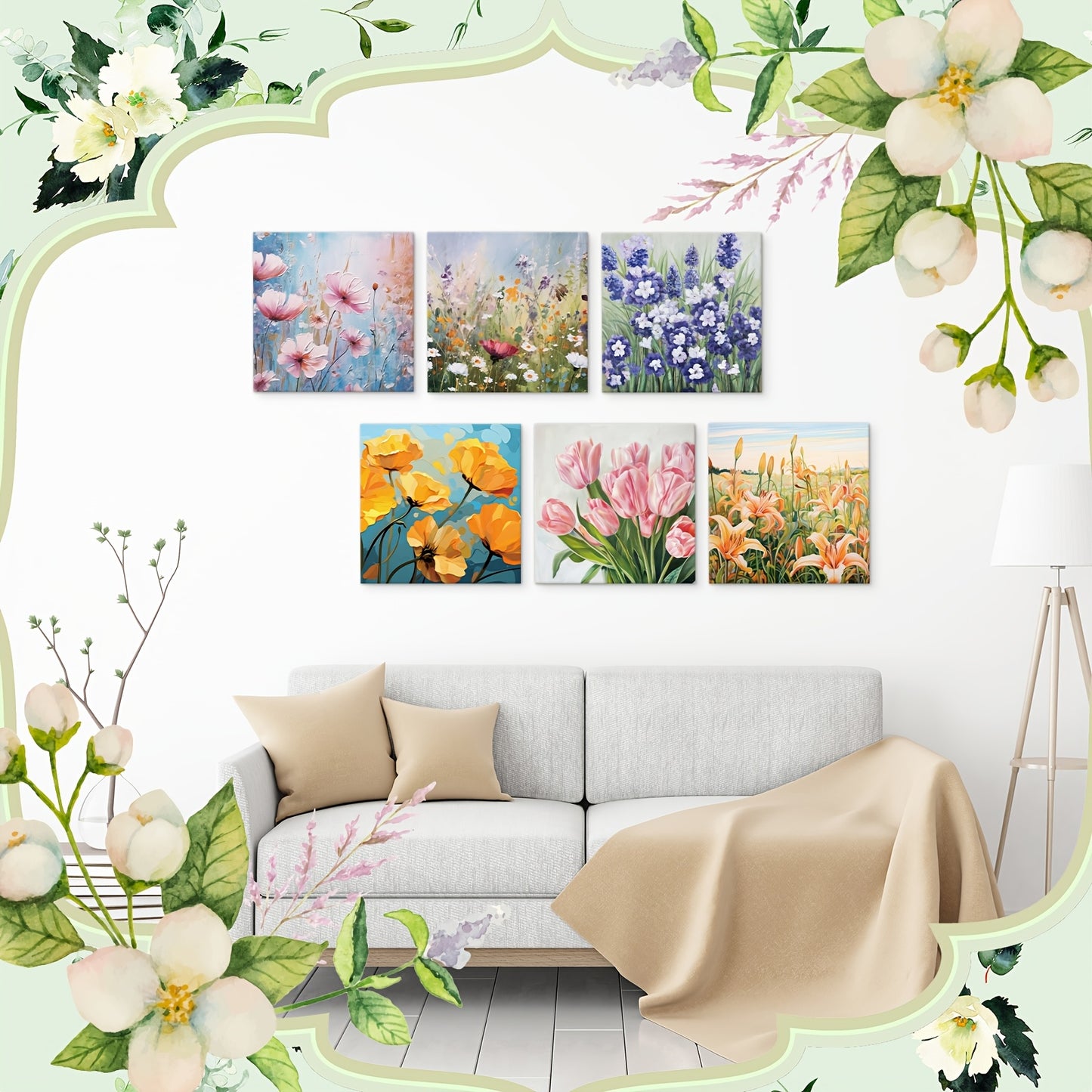2 Pre Drawn Canvases, Suitable For Adult Painting, 8 X 8 Inch Canvas Painting Set, Stretch Canvas, With Drawing, Can Be Painted Directly, Beginner Artist Date Night Party Supplies (flowers)