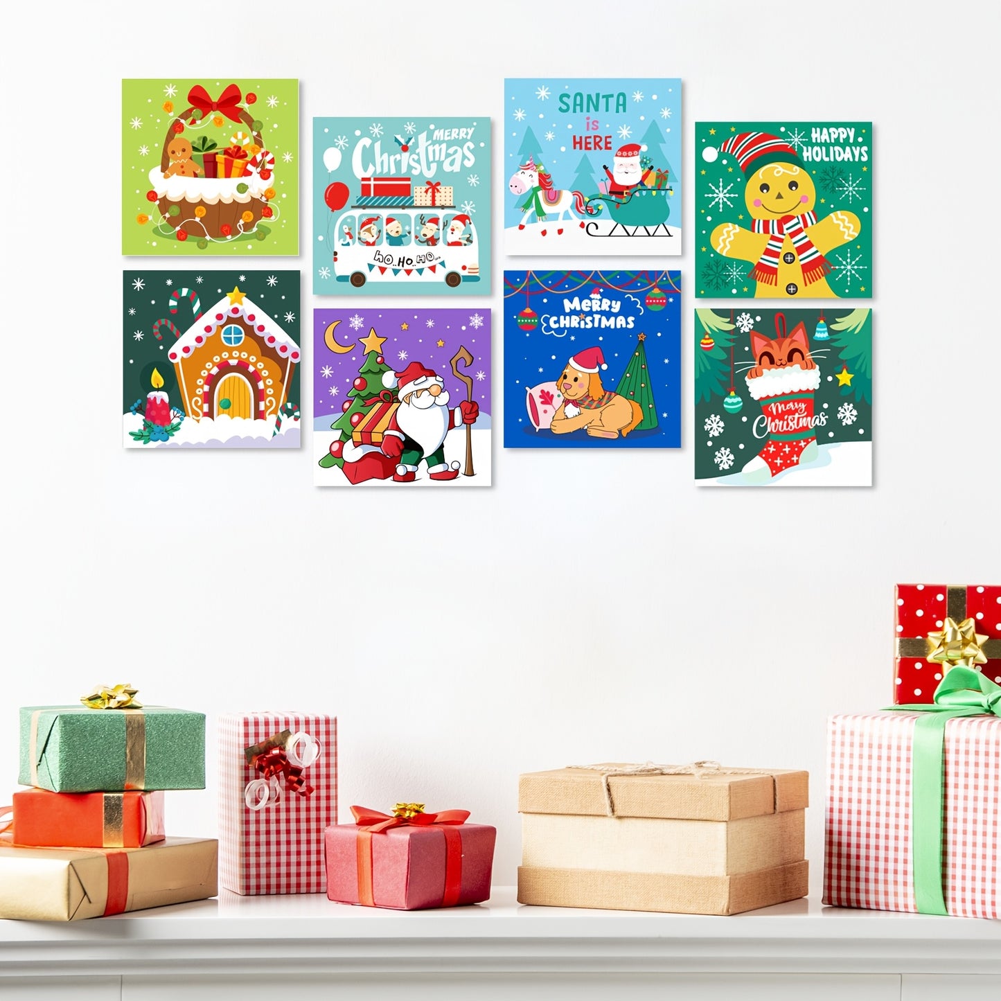 CONDA Pre Printed Canvas For Painting 12pcs 6 X 6 Inch, Pre Drawn Canvas Boards With Christmas Pictures To Paint, Theme Canvas Panels Set, DIY Paint Art Supplies