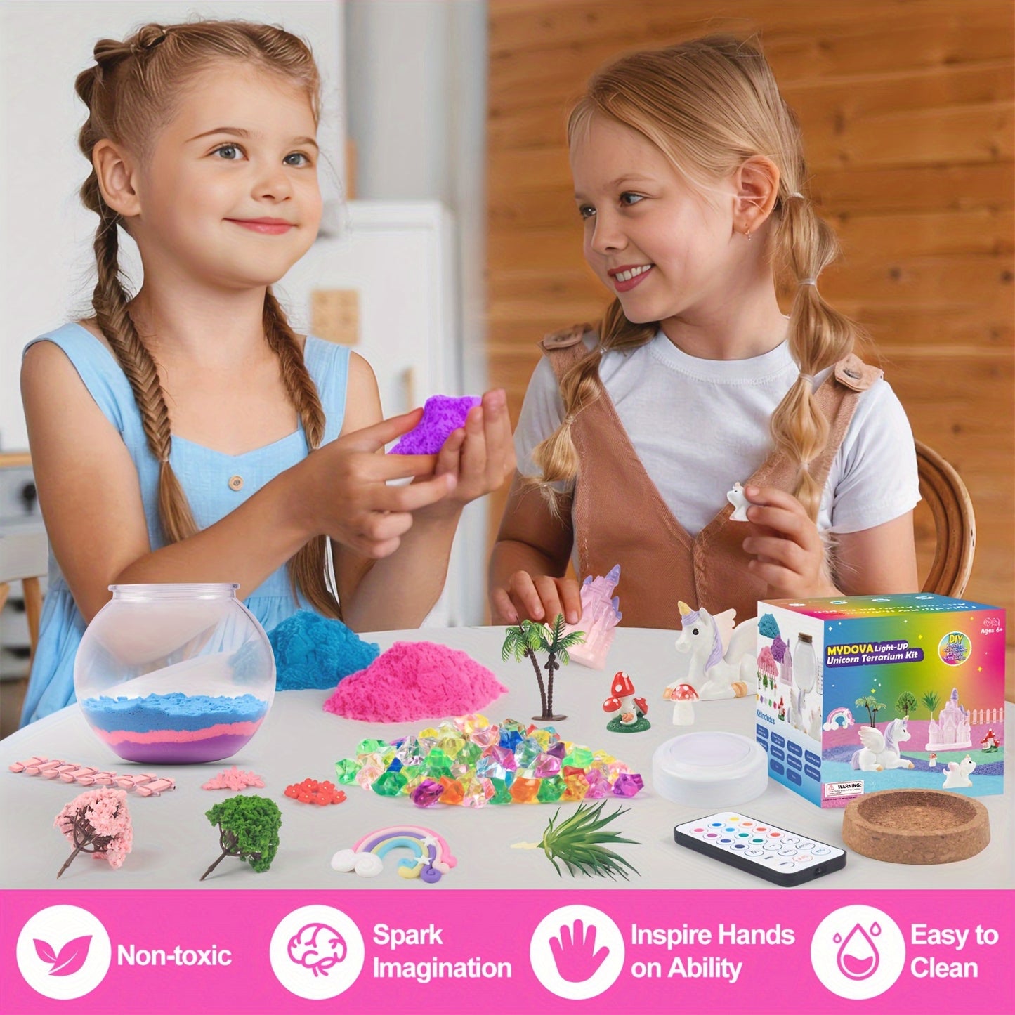 MYDOVA Unicorn Terrarium Crafts Kit for Youngsters - Unicorn Birthday Gifts Toys with LED Night Light & Remote Control DIY Unicorns Toys Arts And Crafts Kit for Youngsters Girls Ages 6-8 8-1 Old