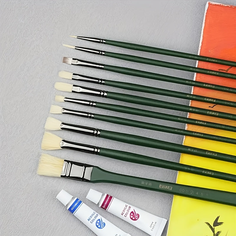 10pcs Watercolour Brushes Set Art Students Special Watercolour Brushes Pig Bristle Fan Brush Color Outlining Brush Students Special Acrylic Brushes Oil Painting Brushes Set