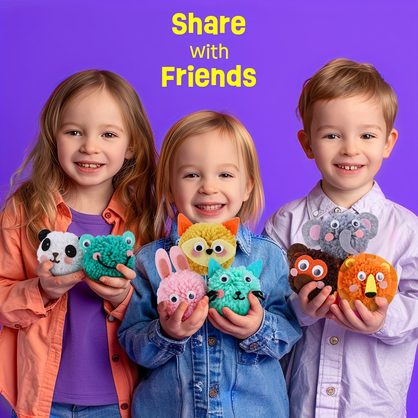 DIY Pom Pom Craft Kit Animal Art And Craft Project Plush Crafts for Kids Boys And Girls Ages 6 7 8 9 Toddler Art Activity Gift