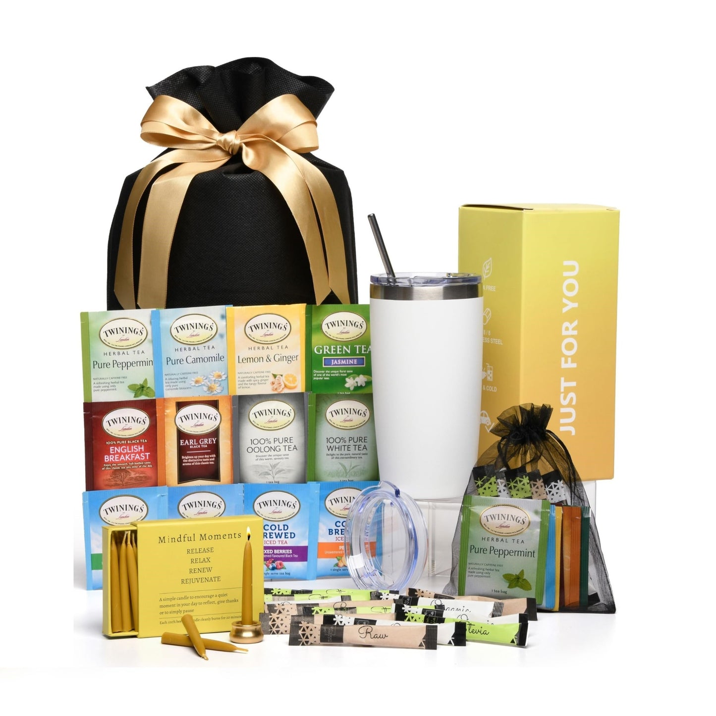 Ultimate Gift for Women: Perfect for Birthdays, Get Well Soon, & Special Occasions - Thoughtful Gift Baskets, Care Packages, and Unique Gifts for Her & Him. Including Teas, Insulated Tumbler, Candle Set.