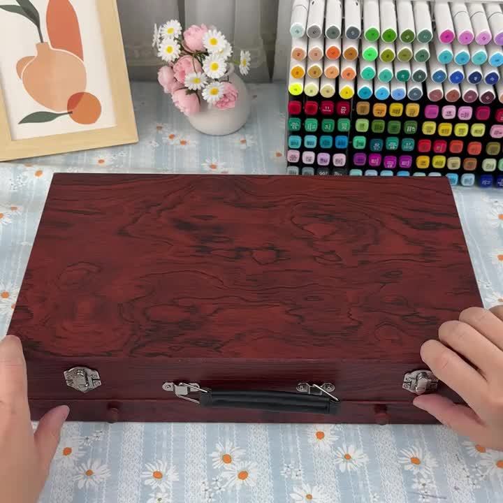 145pcs Of Luxurious Art Sets, Including Wooden Boxes And Painting Tool Kits. Each Set Contains Crayons, Oil Pastels, Colored Pencils, Watercolor Paints, Sketching Pencils, Paintbrushes, Pencil Sharpeners, Erasers, And Color C