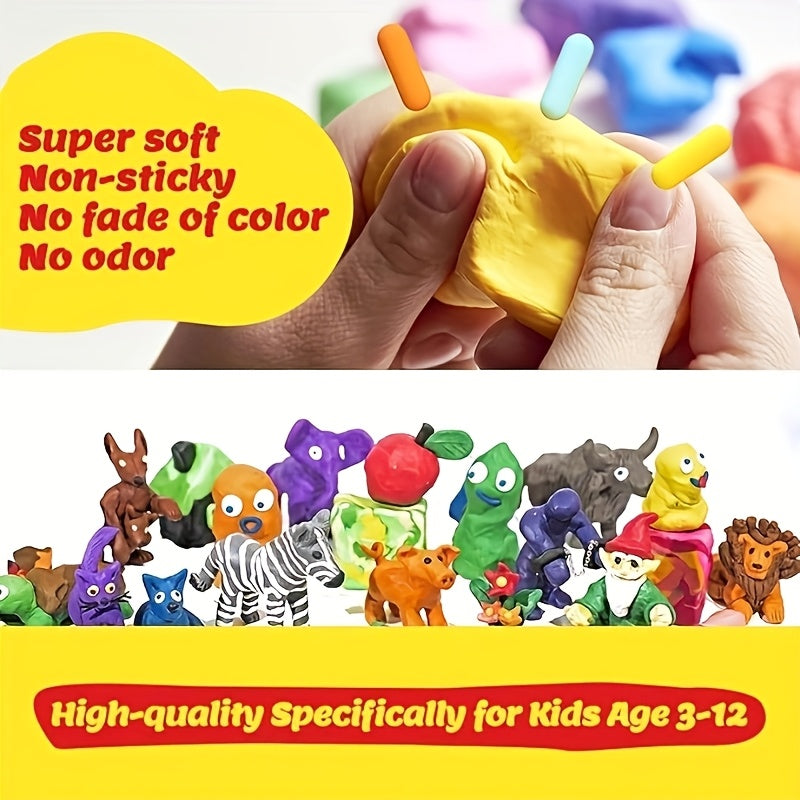 [Magic Air Dry Clay] 48 Colors Air Dry Clay Set, DIY Magic Clay | Super Light Modeling Clay, Individually Packaged 12 Boxes, Comes with Accessories, Tools and Tutorial, Easter Slime Fun for Kids