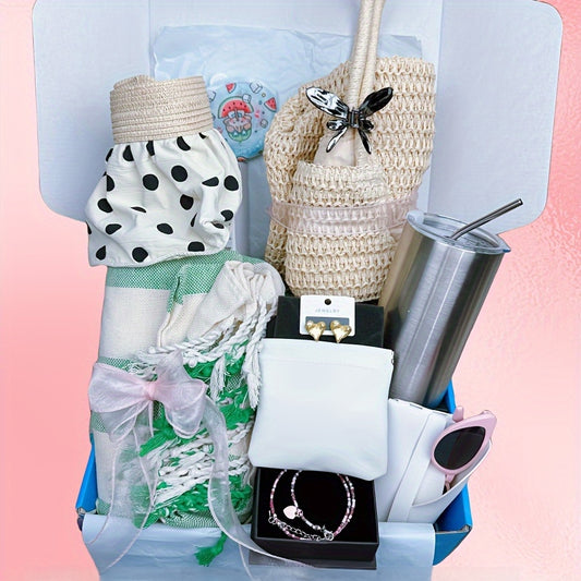 14-Piece Gift Basket For Women: Cozy Blanket, Self-Care Essentials, And More, Perfect For Birthdays, Best Friends, Halloween, Christmas, And Any Occasion