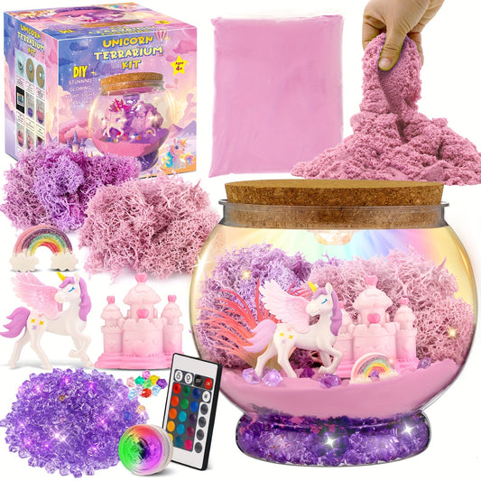 Unicorn Terrarium Kit, DIY Unicorn Arts And Crafts Kit For Halloween Christmas Party Favors, Birthday Gifts
