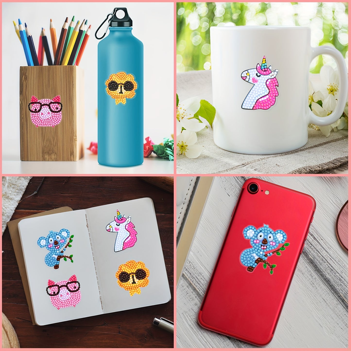 16pcs Cards Painting Kits DIY Beginner Animal Painting Stickers for Exchange Gifts Craft Activity Party Favors, 4 Styles