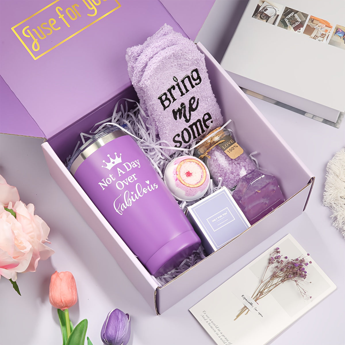 Unique Box Packs Self Care Gifts Relaxing Spa Set Basket For Her Birthday, Mother'S Day, Valentine'S Day