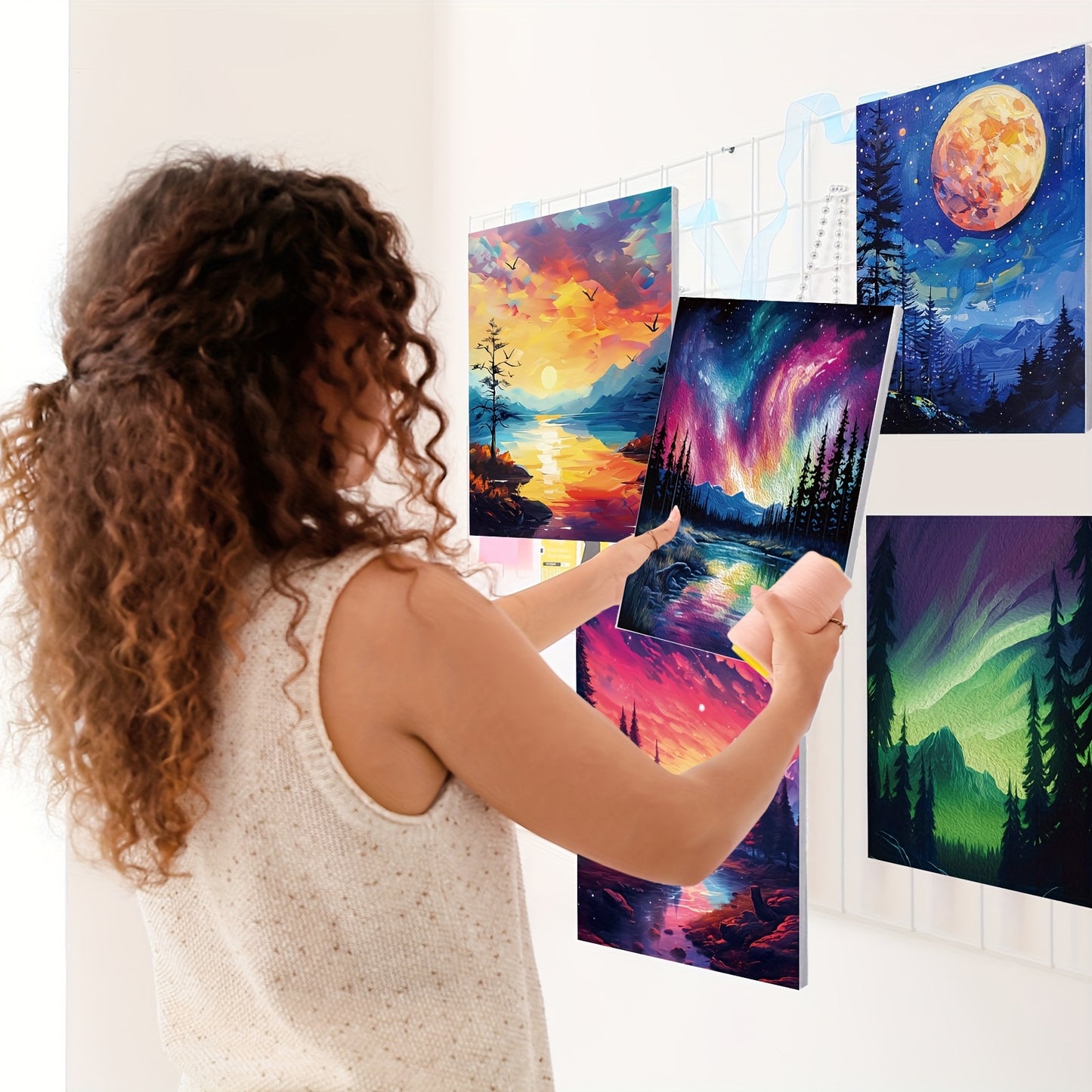 12pcs Pre Drawn Canvas for Painting Sip And Paint Kit 8 X 10 Paint Party Set Canvas Painting Pre Printed Canvases for Party Favor DIY Virtual Adult's Date Night (Astronomical Landscape)