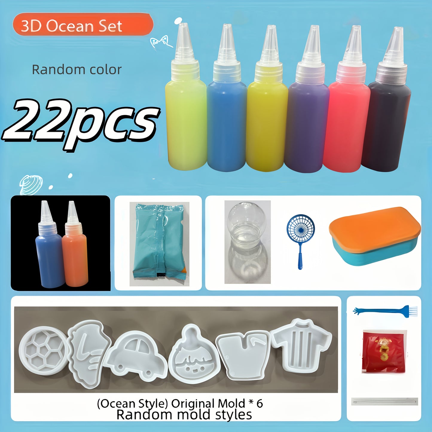 A Total Of 22 Material Packs, Including Storage Boxes, Magical Water Elf Toy Sets, DIY Handmade Material Packs, And A Combination Set Of Various Cartoon Molds To Choose From