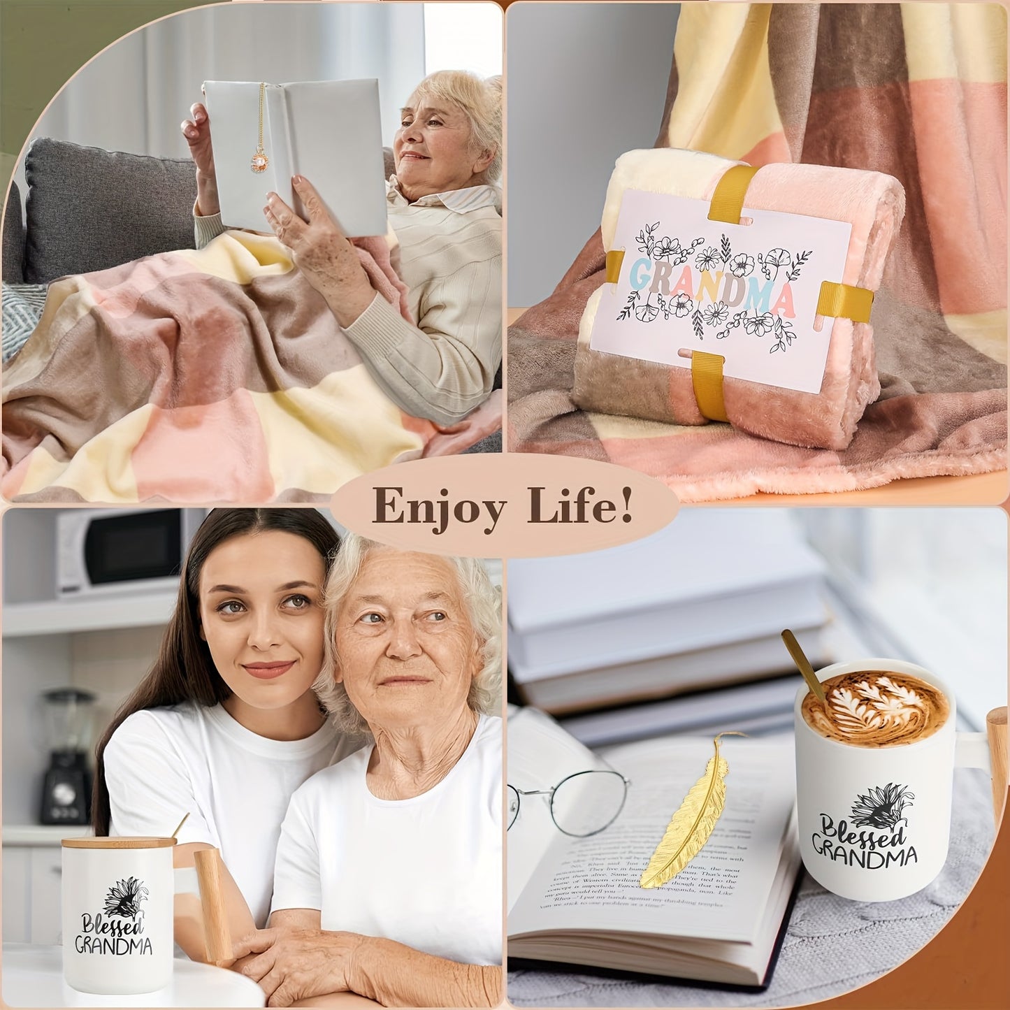 Mothers Day Gifts For Grandma, Grandma Gifts, Nana Gigi Grandma Birthday Gifts Box from, Grandma Coffee Mug Beach Travel Bag Set