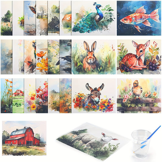 Dementia Products for Elderly Reusable Water Painting Animal Dementia Alzheimer Crafting Kits for Seniors Adults Water Doodle Coloring Brush Cup Set for Nursing Home Drawing Gift (75pcs)