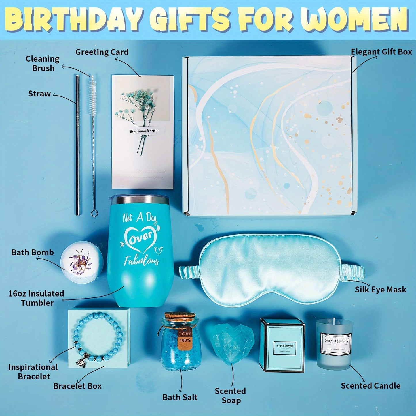 Birthday Gifts for Women, Valentine's Day Gifts: Women Self-Care Basket Rose Relaxing Spa Gift Basket Get Well Soon Gift Luxury Flannel Blanket for Mom, Sister, Wife, Girlfriend - Gifts for Women