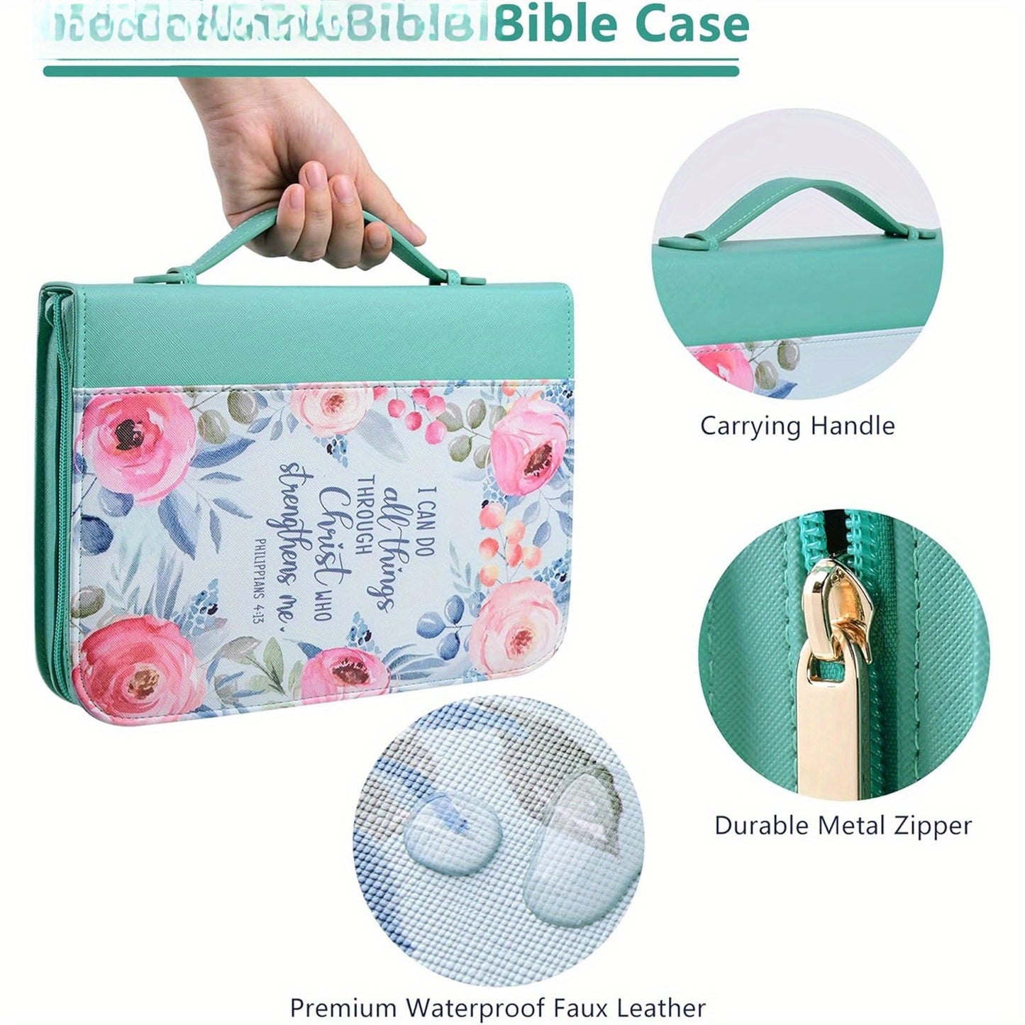 Bible Covers for Women, Bible Case Set with Notebook and Bookmark, Leather Bible Cover, Bible Carrying Case for Woman Lady Bible Bag, Christmas Gift for Mother, 11x8.2x2.2 in, Blue