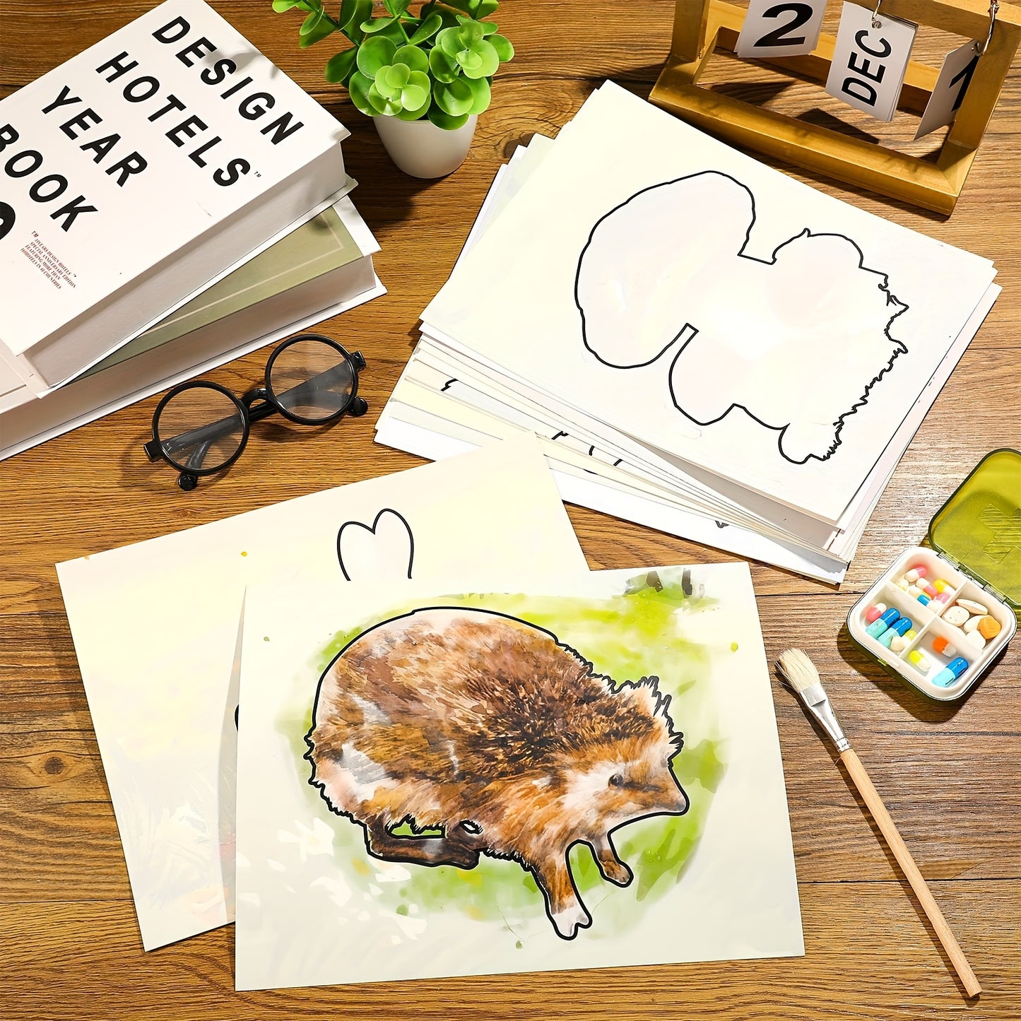 20pcs Dementia Activities For Seniors Dementia Products For Elderly Paint With Water Books For Adults Reusable Water Painting Painting Brush Paint Set Drawing Gifts