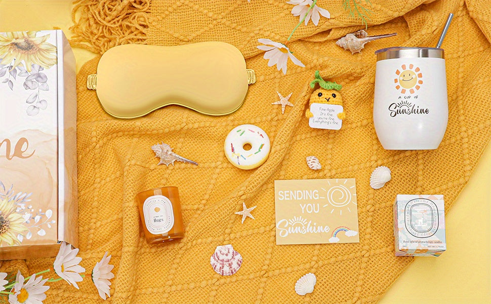 Sunshine Gifts for Women, Birthday Gifts for Her, Cheer Up Box, Relaxing SPA gifts Basket, Self Care Package with Sunshine for Her, Mom, Sister, Friend, Multi-Item Party Favor Packs