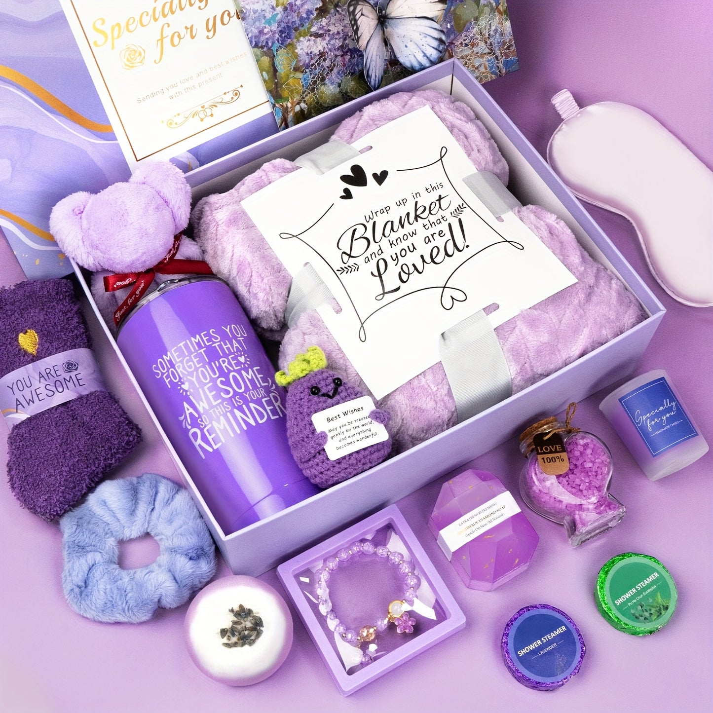 mother's day gifts Gifts for Women, Lavender Gifts Set,16pcs Gift Set for Women, Mom, Wife, Girlfriend, Sister, Unique for Birthday, Christmas, Valentine's Day, Mother's Day Gifts - Lavender Gift Basket Set