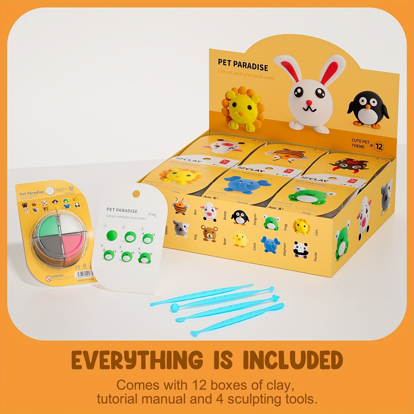 Air Dry Clay Kit, Air Dry Clay for Kids 12 Boxes, DIY Magic Clay Set, Ultra Light Modeling Clay, Air Drying Clay Process Easy to Use Accessories, Easter Mudding Children's Toys
