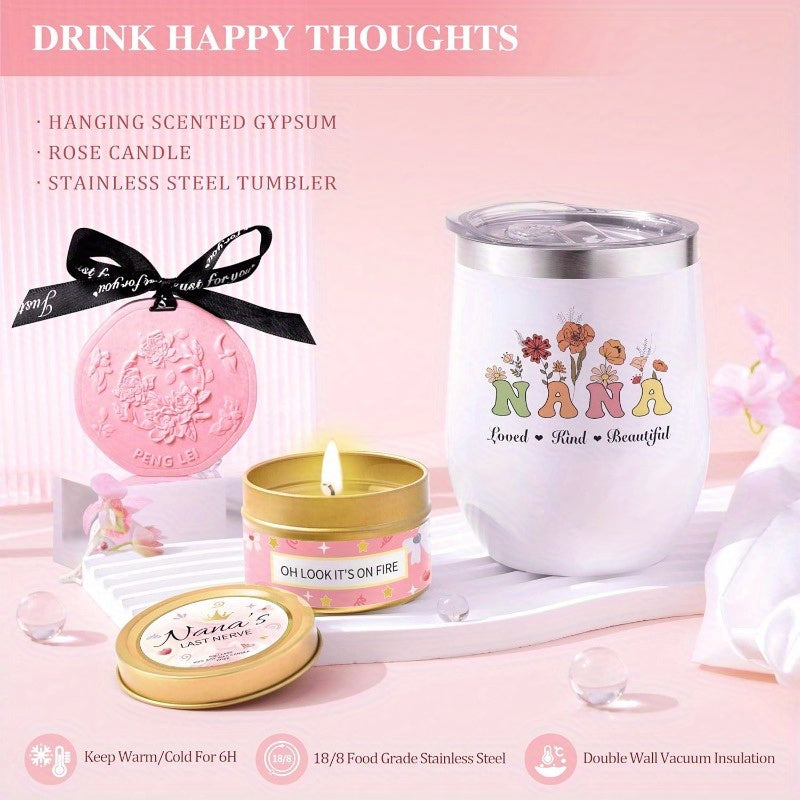 Gifts for Nana Mothers Day Basket Gifts for Nana 16pcs Birthday Gifts Basket from Granddaughter Grandchildren Grandkids New Grandma Gifts Grandmother Gigi Care PackagePink