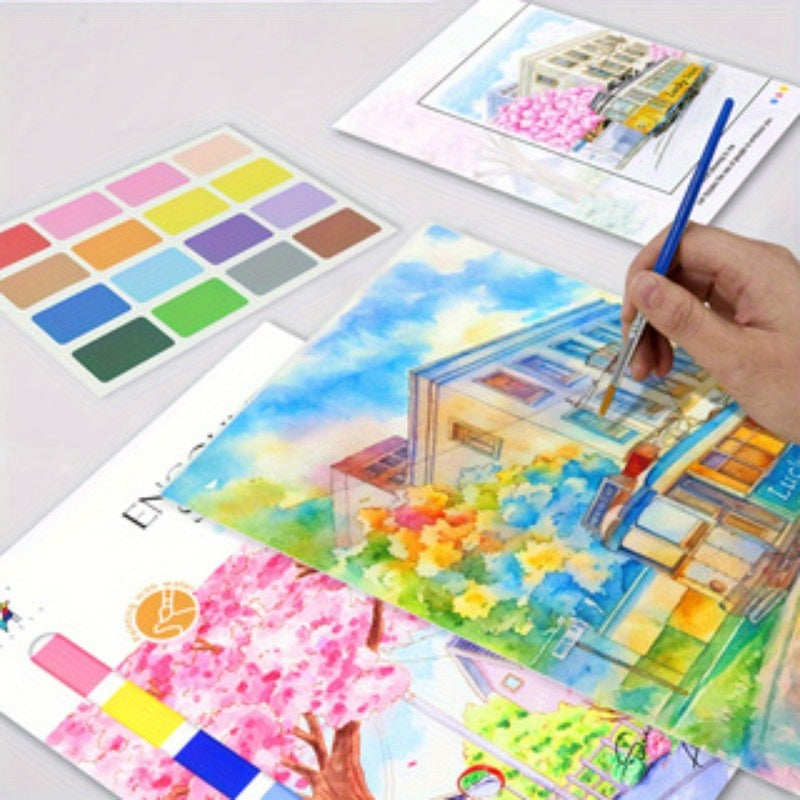 2pcs Watercolor Art Starter Kit | Premium Gouache & Brush Set | Artist-Grade Non-Bleed Paper | Color Relax for All Ages | Christmas & Birthday Creative Gift