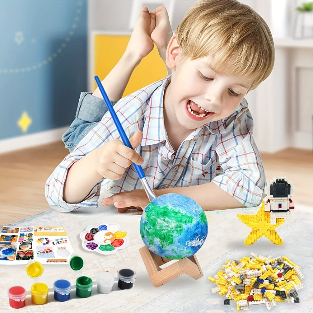 Paint Your Own Moon Lamp Kit, DIY 3D Planet Lamp Drawing & Painting Kit, Arts & Crafts Kit School Supplies for Boys Girls, Back to School Activities Kits for Youngsters Ages 6-12+, Valentines Easter Gifts