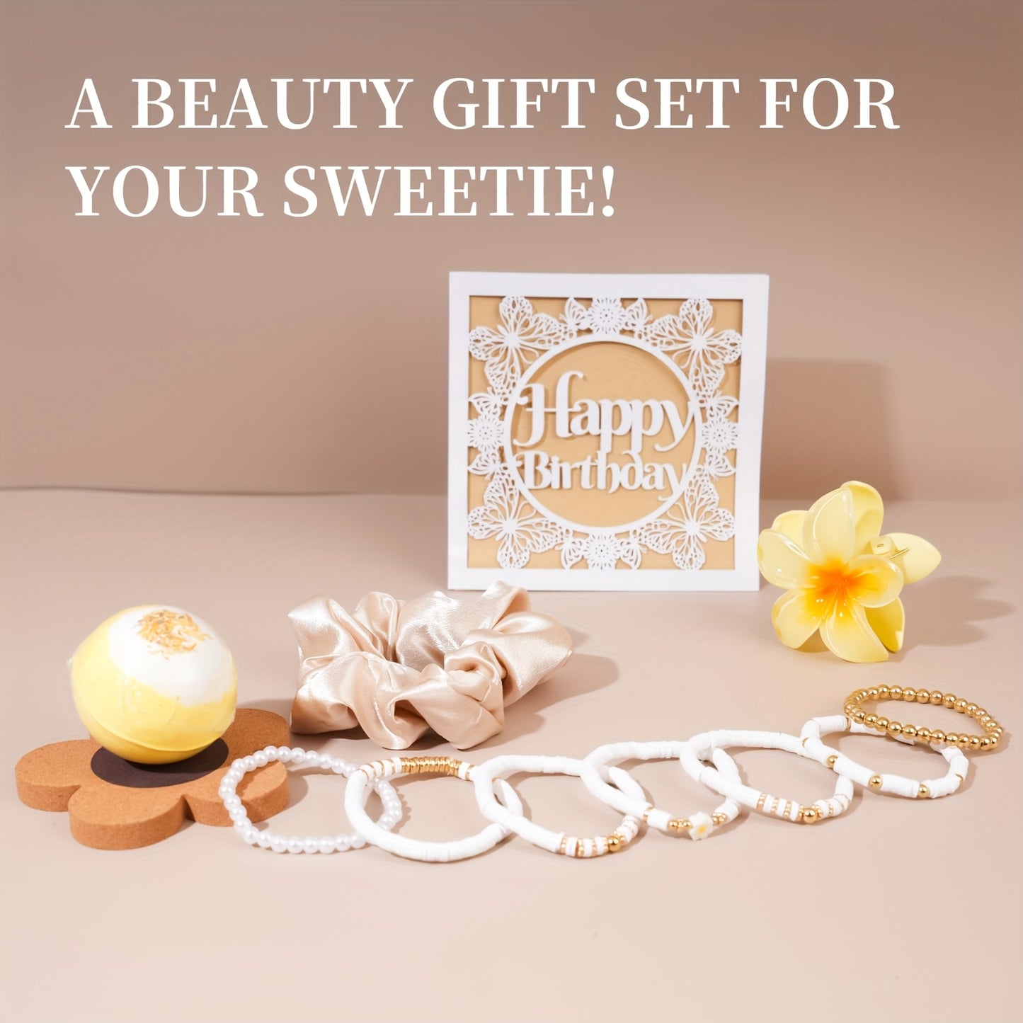 Birthday Gifts For Women, Teen Girl Gifts, Birthday Gifts For Her, Happy Birthday Gift Box For Girl, Women, Sister, Daughter, Best Friend, Friendship, Cute Daisy Glass Cup Gifts Set 8pcs, 16oz, Beige