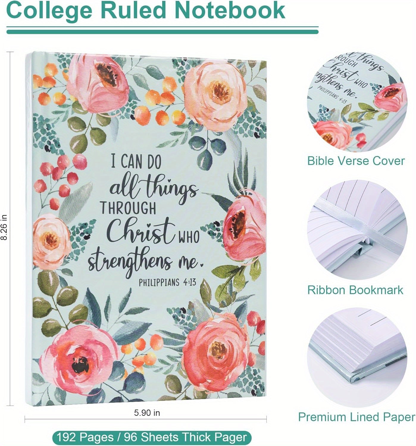 Bible Covers for Women, Bible Case Set with Notebook and Bookmark, Leather Bible Cover, Bible Carrying Case for Woman Lady Bible Bag, Christmas Gift for Mother, 11x8.2x2.2 in, Blue