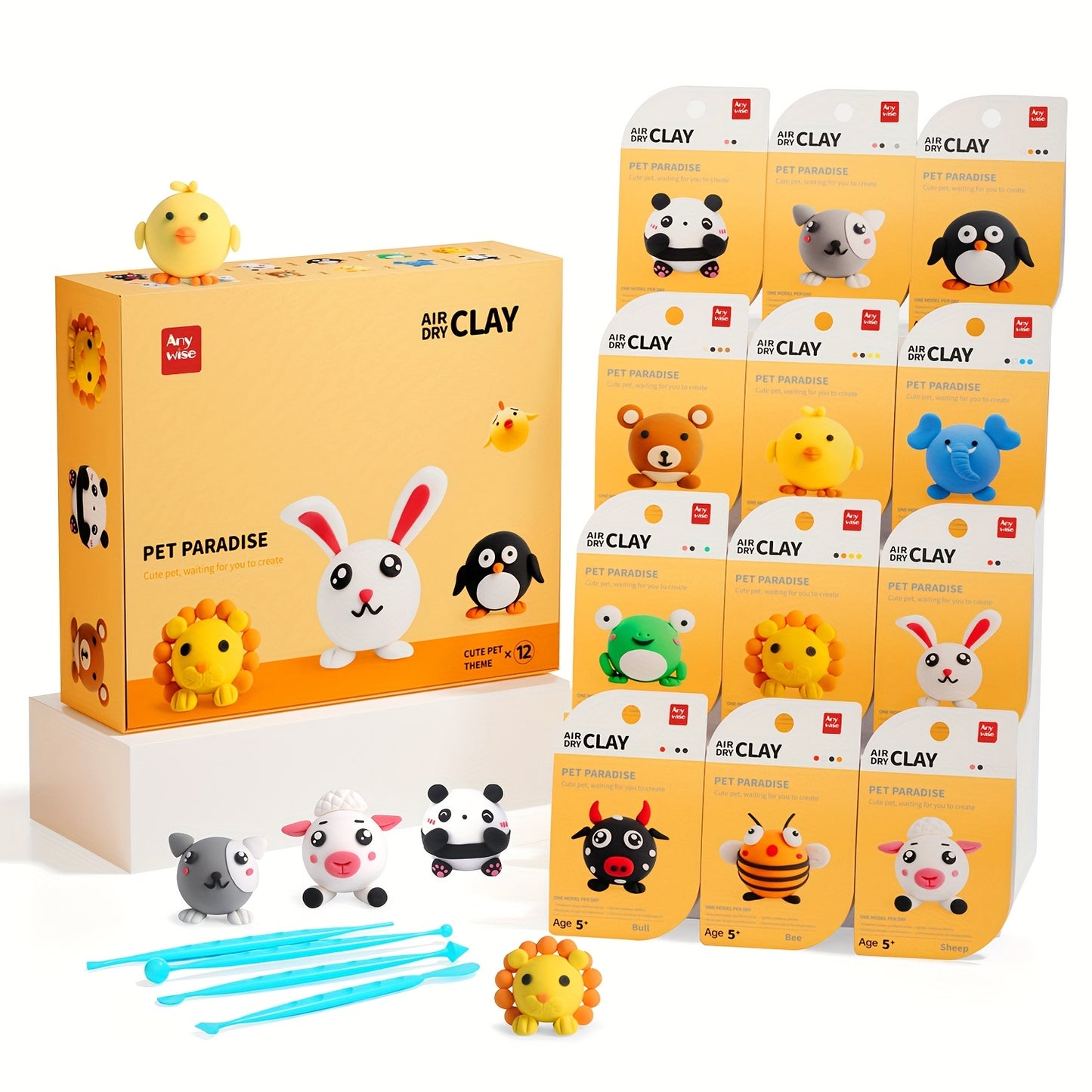 Air Dry Clay Kit, Air Dry Clay for Kids 12 Boxes, DIY Magic Clay Set, Ultra Light Modeling Clay, Air Drying Clay Process Easy to Use Accessories, Easter Mudding Children's Toys