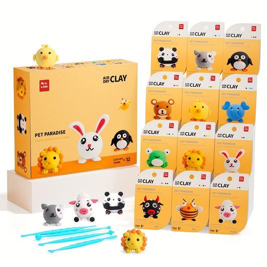 Air Dry Clay Kit, Air Dry Clay for Kids 12 Boxes, DIY Magic Clay Set, Ultra Light Modeling Clay, Air Drying Clay Process Easy to Use Accessories, Easter Mudding Children's Toys