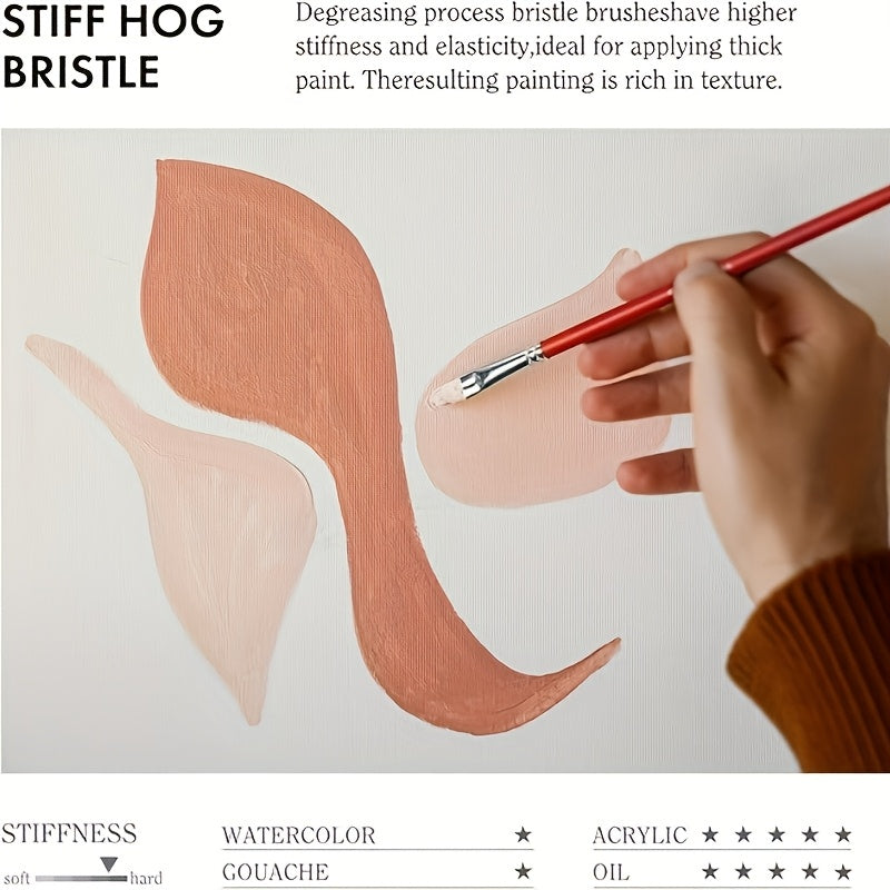 ARTIFY 41pcs Professional Paint Brush Set with Fine Point, Quick Drying Wood Handles, Premium Hog Bristle & Horse Hair, Nylon Brushes, Long Handle, Canvas Roll Case for Acrylic, Watercolor, Gouache