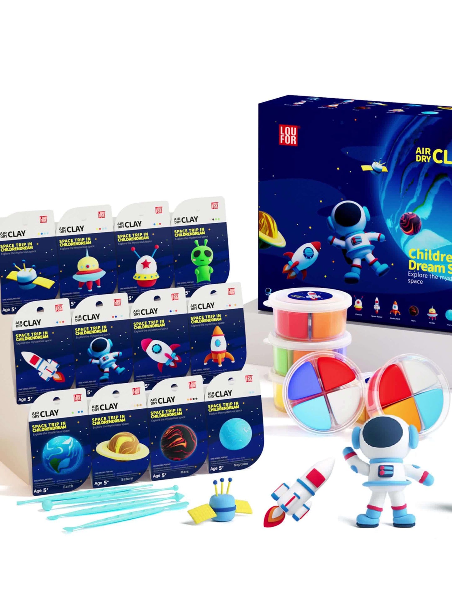 Air Dly Clay Kit, Space Trip In Childrendream Air Drying Clay For Kids 12 Boxes, DIY Magic Clay Set, Ultra Light Modeling Clay, Air Drying Clay Process Easy To Use Accessories, Tools