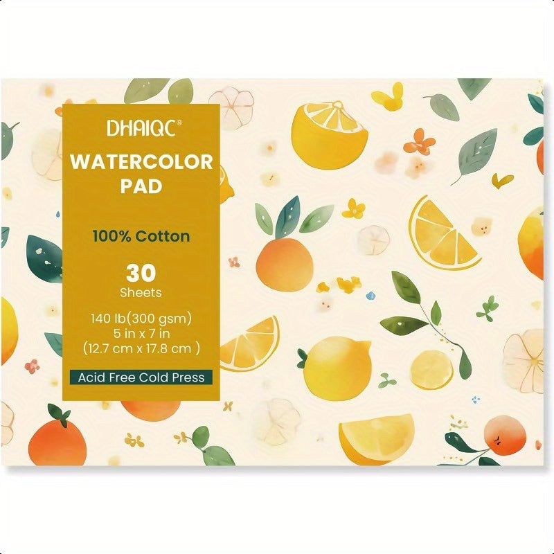 Watercolor Paper Pad 30 Sheets 5x7 100% Cotton Paper Glue Bound 140LB 300GSM Cold Pressed Water Color Paper for Watercolor Drawing Mixed Media Art Journaling 5x7 Inch