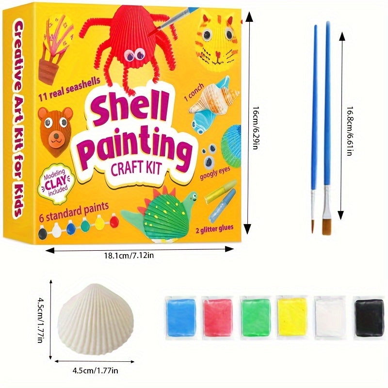 [Creative | DIY] pigipigi Sea Shell Painting Kit | Creative DIY Art Supplies for Kids | Art Craft Toy Gift for Toddler Boy Girl Ages 4 5 6 7 8 9 10 11 12 Year Old - Birthday Christmas Easter Party Game Activities