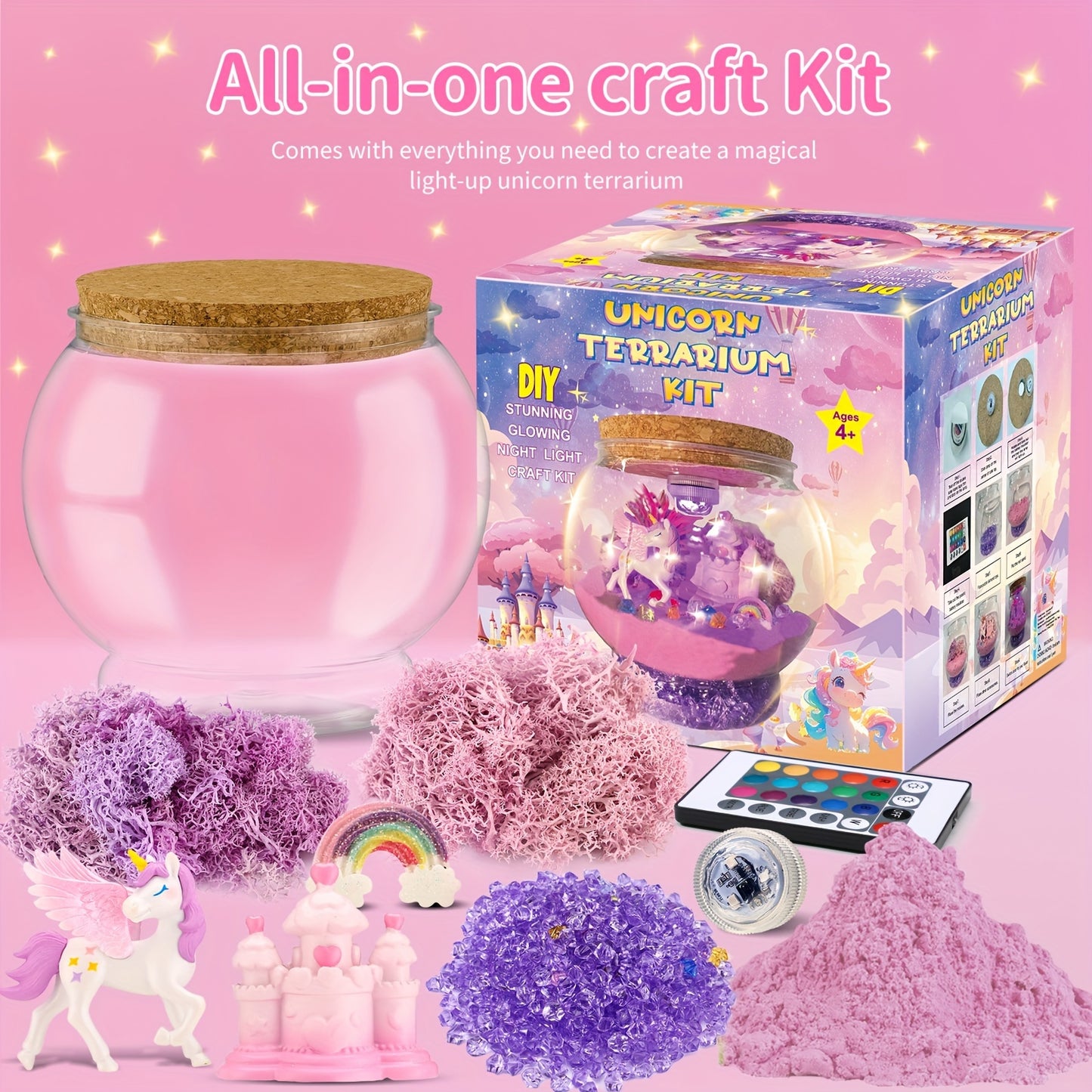 Unicorn Terrarium Kit, DIY Unicorn Arts And Crafts Kit For Halloween Christmas Party Favors, Birthday Gifts