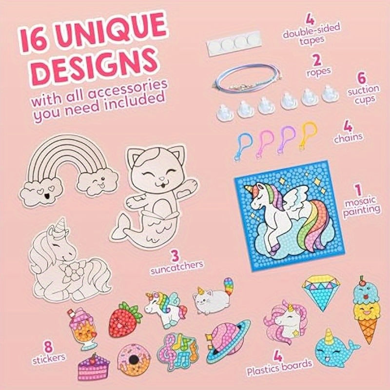 Klever Kits 16 Projects Gem Painting Diamond Gem Painting Kit with 5D Gem Arts and Crafts for Girls Ages 6-12 Gem Craft Activities Kits Premium Art Gift Ideas for Girls Ages 6 7 8+