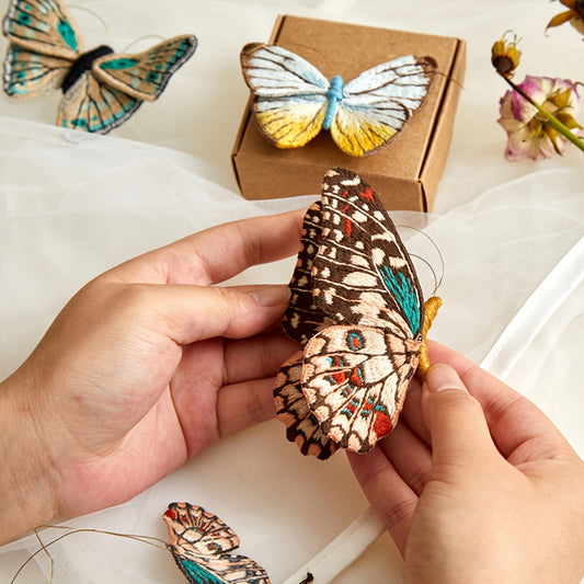 4D DIY Embroidery Butterfly Kit | Mixed Color, Easy-to-Use, Handmade Craft Gift for Family and Friends - All Seasons Fabric Brooch Pin Set