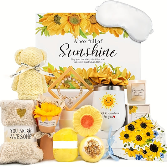 [Sunflower Spa Gifts Box] Unique Relaxation Spa Gifts Box - Sunflower Self Care Package for Women, Her, Sister, Mom, Best Friends - Birthday, Christmas, Get Well Soon Sympathy Gifts
