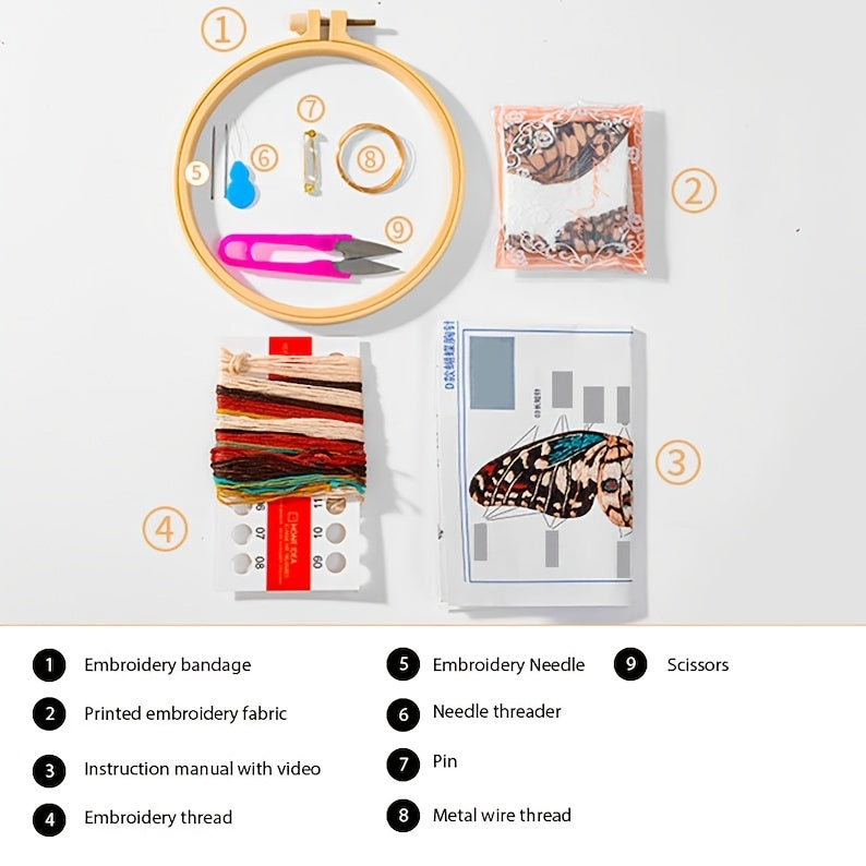 4D DIY Embroidery Butterfly Kit | Mixed Color, Easy-to-Use, Handmade Craft Gift for Family and Friends - All Seasons Fabric Brooch Pin Set