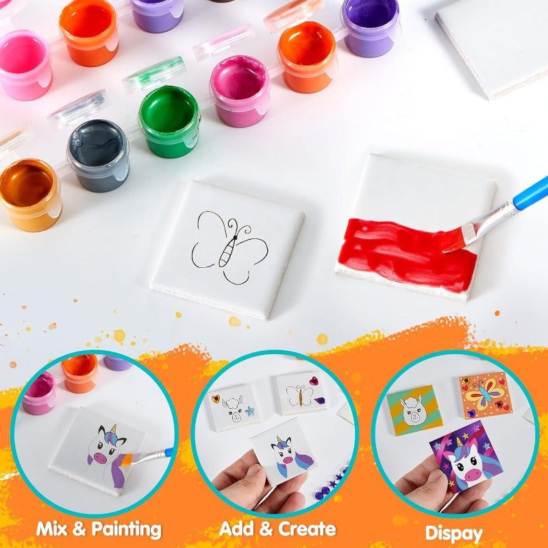 1 set 24 Magnetic Mini Tiles Art Kit, Creativity DIY Paint, Arts and Crafts, DIY Supplies for Party Favors, Family Activity, Birthday Present, Toys Gifts