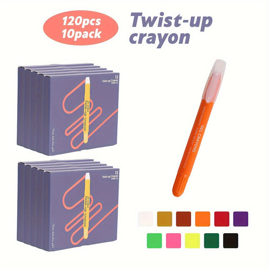 120 Pcs/10 Pack, 80pcs/10 Pack Twistable Colored Crayon12 And 80 Color Assorted Coloring Art Supplies, Plastic Shell Doesn't Dirty Hands, Twist-up Design Smooth Writing Unique Gift For Drawing Painting, Back To School Gift, W