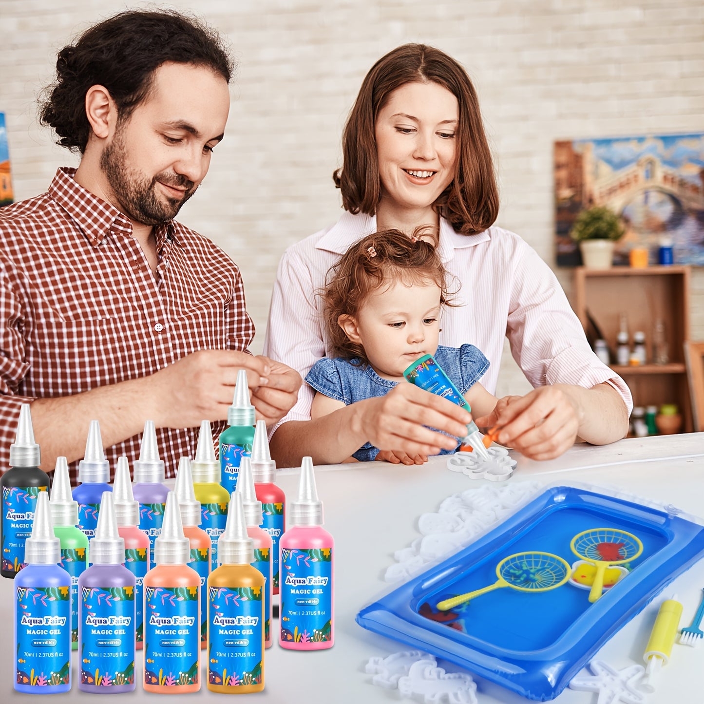 Enchanted Water Elf Craft Kit - Aqua Fairy Gel Set With Glittering Magic Gel & AnimalShapes - 16 Colors DlY STEM Craft Kit For Kids - Ldeal Christmas & Birthday Gift, PartyFavor
