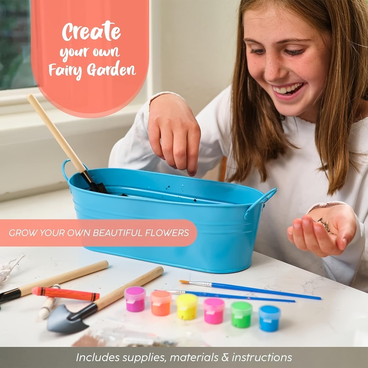 Light Up Unicorn Terrarium Kit - Grow Plant, Castle, Paint Set, Crystal Rock, Fairy Garden Lights, Arts & Crafts, STEM Activities, Birthday Gifts