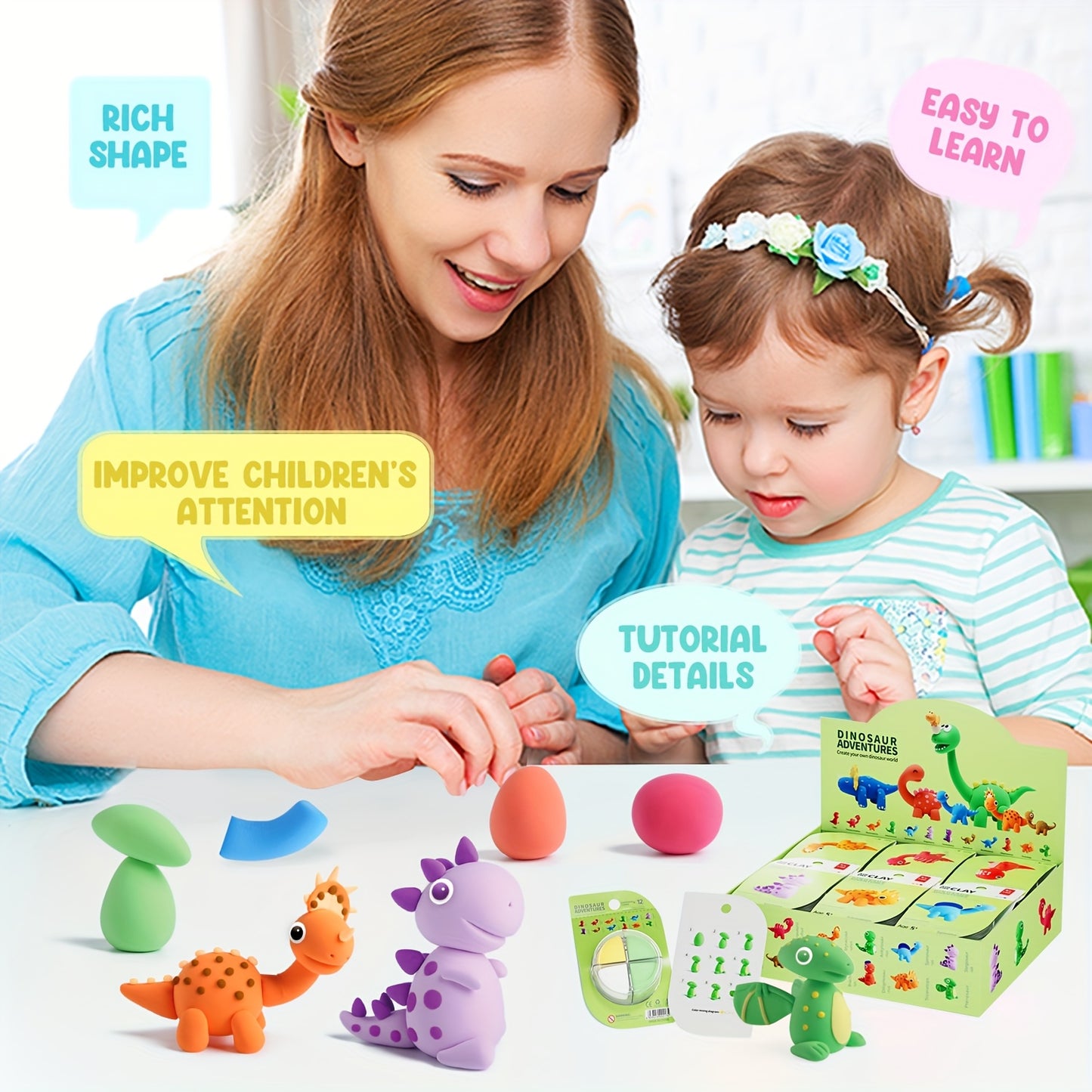 [Magic Air Dry Clay] 48 Colors Air Dry Clay Set, DIY Magic Clay | Super Light Modeling Clay, Individually Packaged 12 Boxes, Comes with Accessories, Tools and Tutorial, Easter Slime Fun for Kids
