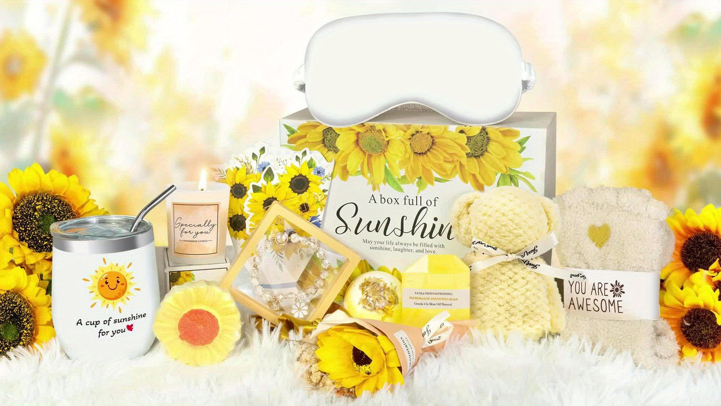 [Sunflower Spa Gifts Box] Unique Relaxation Spa Gifts Box - Sunflower Self Care Package for Women, Her, Sister, Mom, Best Friends - Birthday, Christmas, Get Well Soon Sympathy Gifts