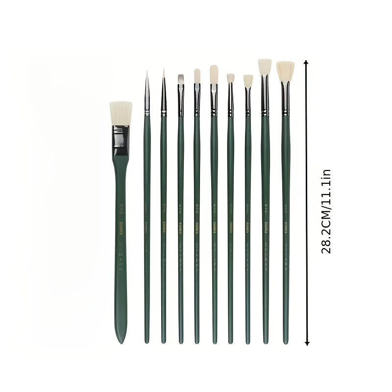 10pcs Watercolour Brushes Set Art Students Special Watercolour Brushes Pig Bristle Fan Brush Color Outlining Brush Students Special Acrylic Brushes Oil Painting Brushes Set