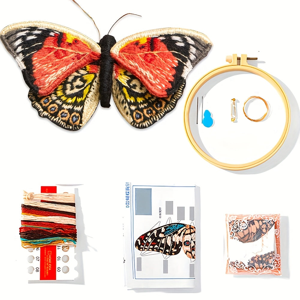 4D DIY Embroidery Butterfly Kit | Mixed Color, Easy-to-Use, Handmade Craft Gift for Family and Friends - All Seasons Fabric Brooch Pin Set