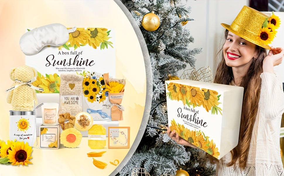 [Sunflower Spa Gifts Box] Unique Relaxation Spa Gifts Box - Sunflower Self Care Package for Women, Her, Sister, Mom, Best Friends - Birthday, Christmas, Get Well Soon Sympathy Gifts